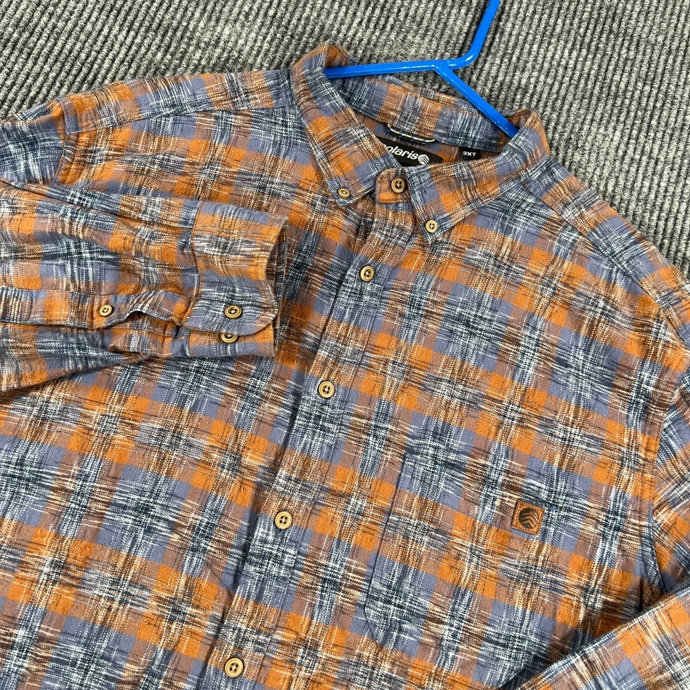 Solaris Shirt Mens 2XT Tall Blue Orange Plaid Long Sleeve Button Down Casual